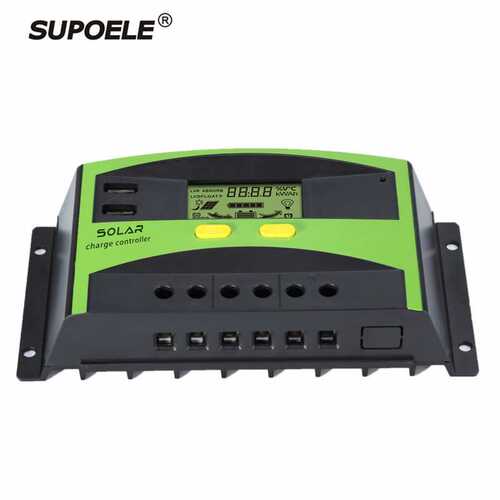 20A30A40A50A12V24V太阳能板充放电控制器双USB输出LCD显示PWM