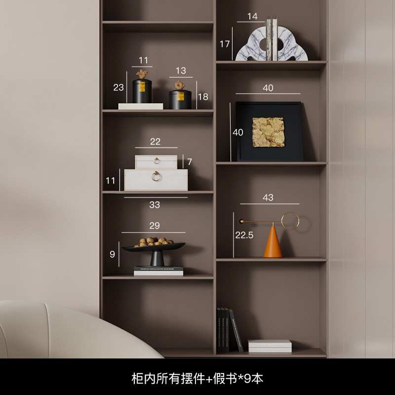 新中式样板间客厅展示柜酒柜壁龛软装陈列茶室禅意书柜开放格摆件