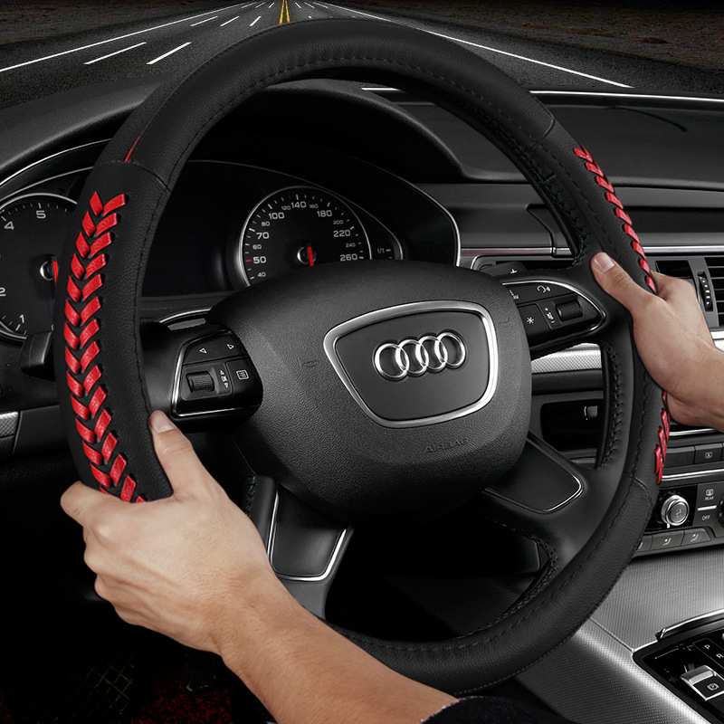 奥迪A6L真皮方向盘套适用A4L A3 A5 A7 A8L Q3 Q5 Q7 TT把套四季