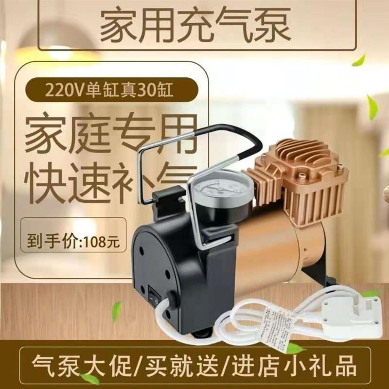 家用220V插电式充气泵双缸高压打气筒电动车货车篮球游泳圈打气泵