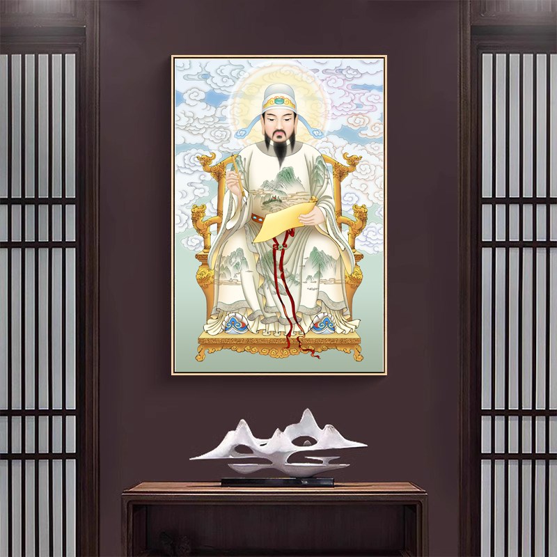 文昌帝君画像文书星神像挂画供奉家用装饰房曲画客厅中堂玄关壁画
