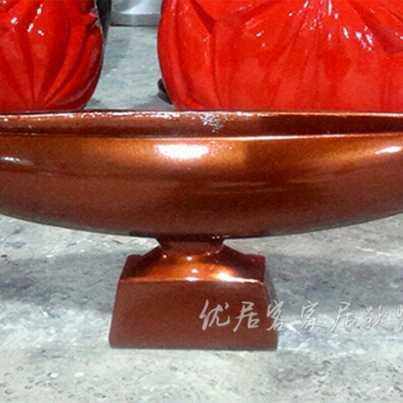 时尚现代台面插花花瓶船形花盆玻璃钢家居酒店花盆雕塑摆件122