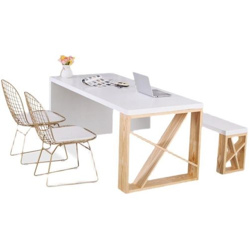 欧北实木办公电脑桌条书桌原木写字桌YN0723工作设计台师会议