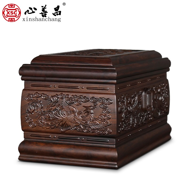 骨灰盒黑葬檀实木心善棺殡紫用品檀木小昌材红木寿盒龙凤款凤宫