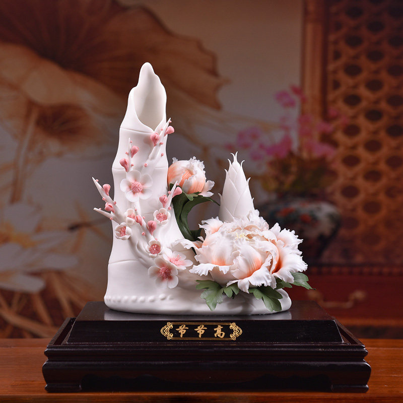 定制节节高迁礼礼品陶瓷花送领物乔送升迁礼导客厅办公室装饰摆件
