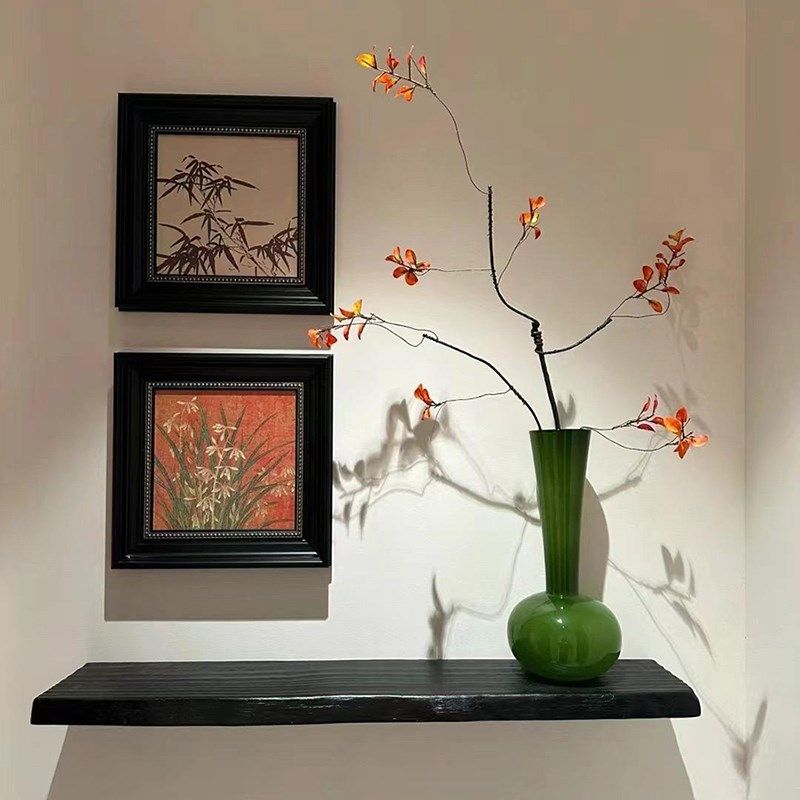 高级感中古风雏菊挂画花瓶隔板组合套装玄关装饰品艺术复古法式画