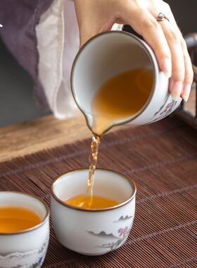 臻品堂 铁胎汝窑公道杯家用仿古倒茶分茶器陶瓷公杯茶海功夫茶具