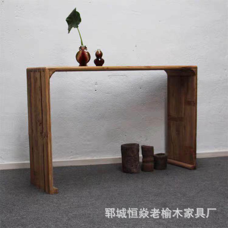 老榆木门板条案供桌实木画台现代中式旧门板复古怀旧条几案台