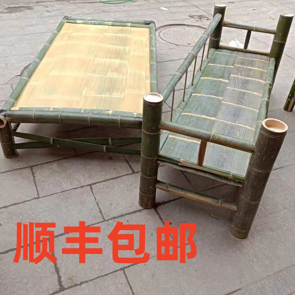 竹床老式纯手工凉床户外竹床竹长条凳湖南楠竹制作单人床成人如图