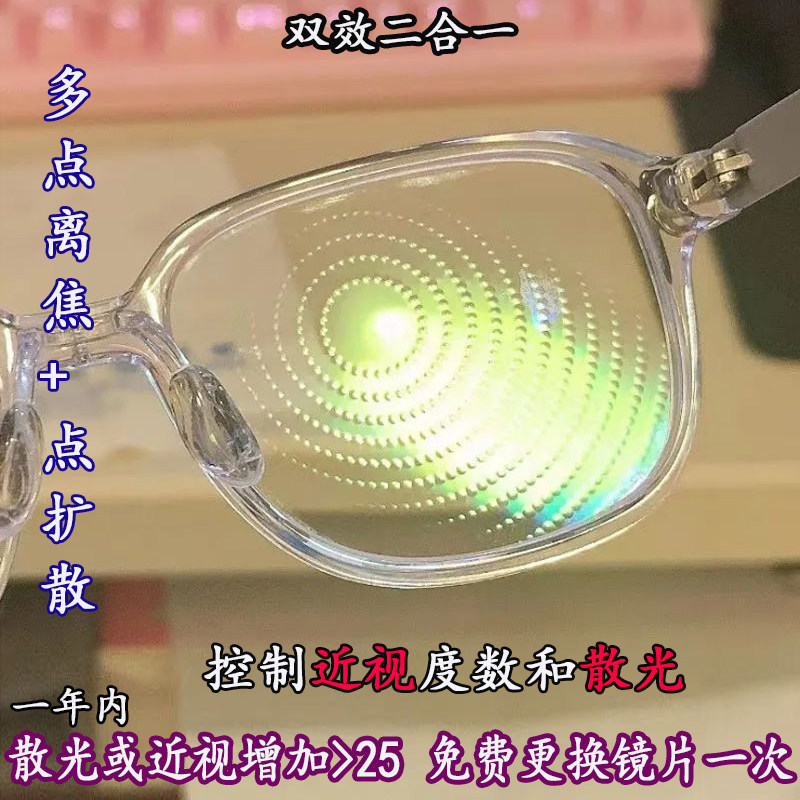 双控多点离焦+雾视点扩散防控近视眼镜青少年儿童控制近视和散光