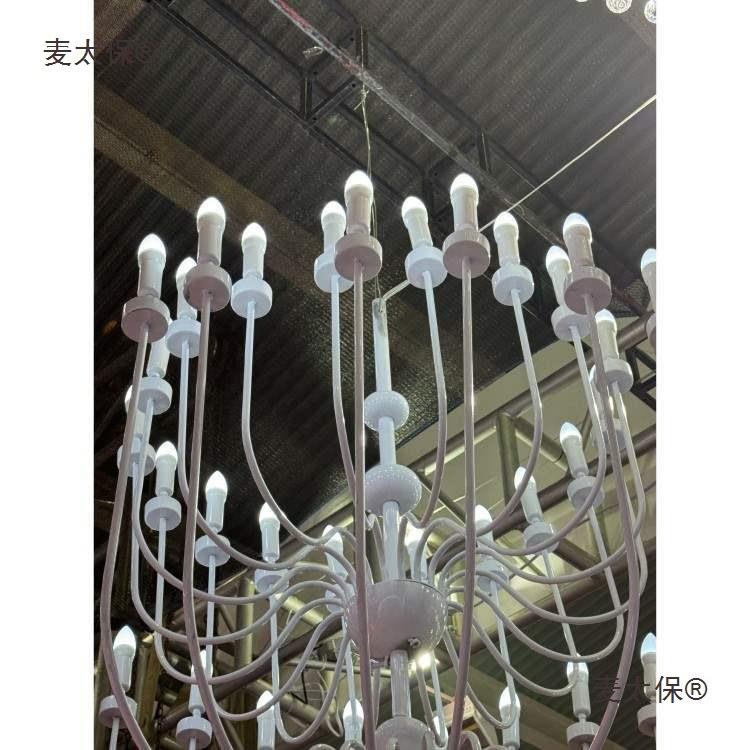 婚礼堂宴会厅法式花园厅欧式发光铁艺烛台吊灯设计婚礼道具麦太保