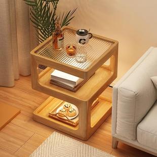 实木小边几卧室床头柜替代品创意客厅沙发边柜小型胡桃木色小茶几