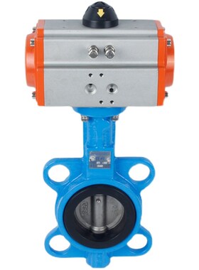 D671X-16Q气动蝶阀四氟板不锈钢对夹式法兰阀门DN50 65 100 150*