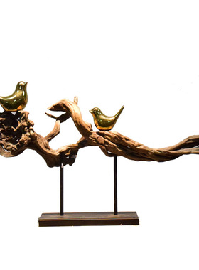 新中式根雕禅意风化枯木摆件客厅酒店会所玄关样板房家居软装饰品