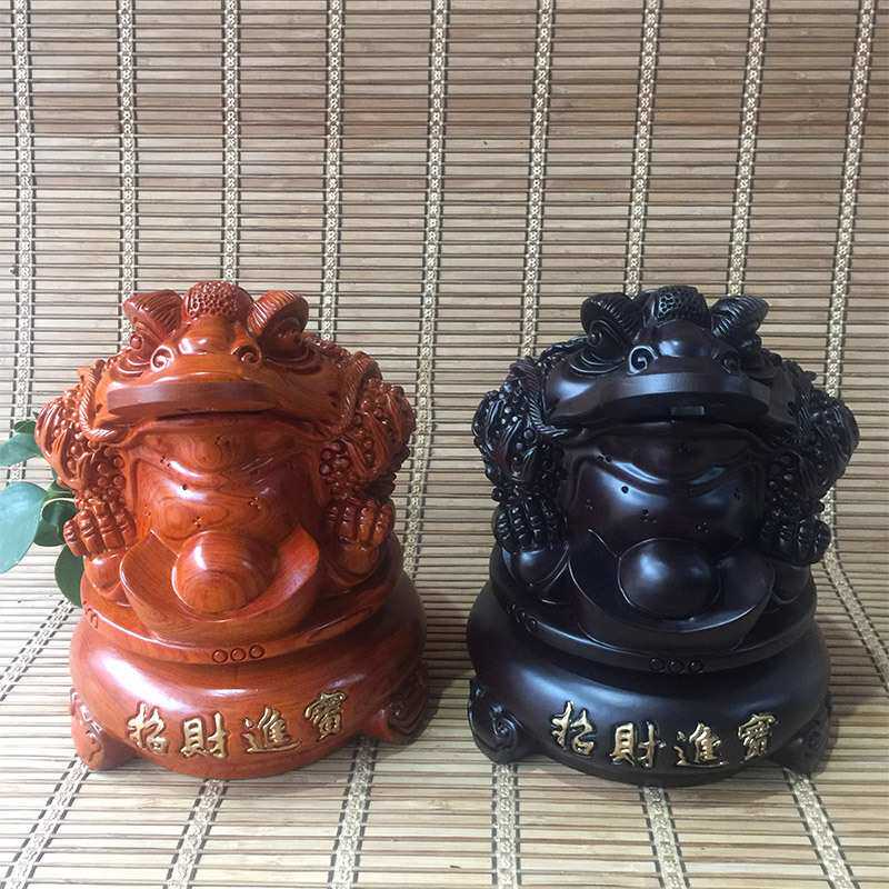 黑檀木雕三足金蟾摆件店铺开业礼品办公室装饰木质工艺品厂家
