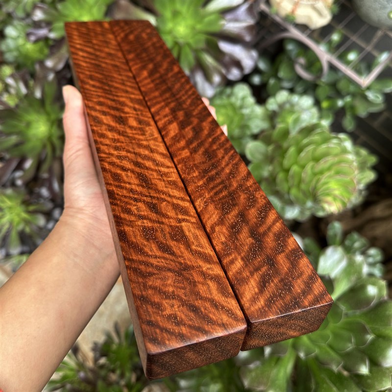 缅甸花梨大果紫檀 水波纹压尺镇纸惊堂木摆件 文房用具红木工艺品