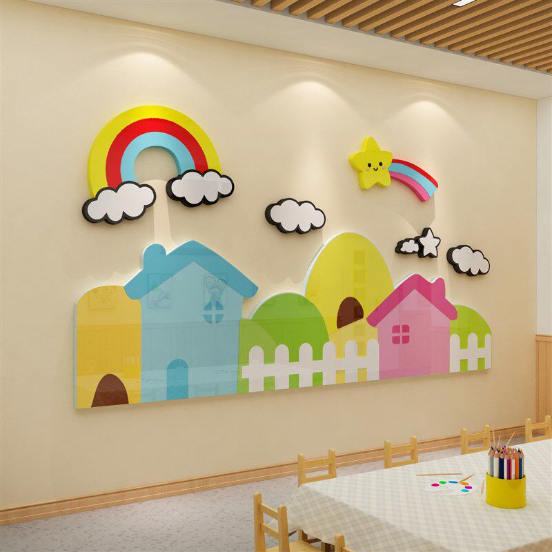 幼儿园环创主题墙面装饰境材料布置文化托管教室培训机构楼梯大厅