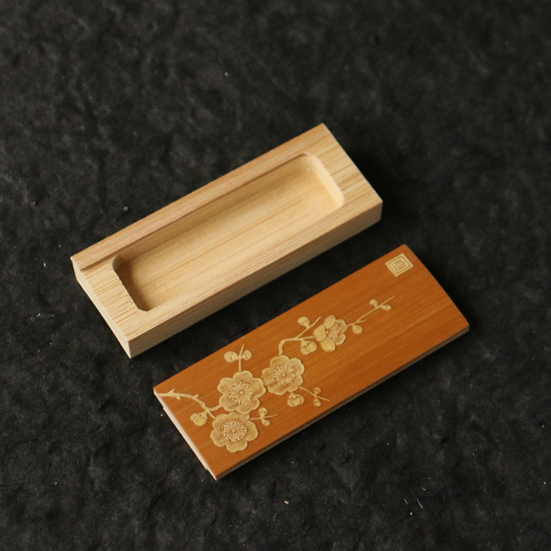 精品名家裘立钢纯手工留青雕刻老玉竹牙签盒滑盖式牙线盒竹制竹雕