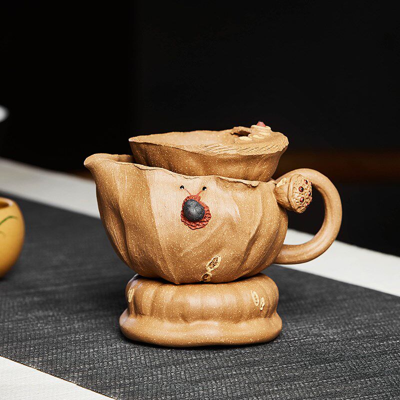 宜兴紫砂公道杯大号分茶器降坡泥茶漏过滤手工功夫茶具公杯套装