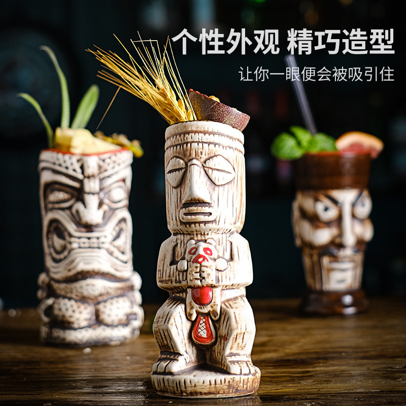 酒吧僵尸杯tiki杯个性夏威夷鸡尾酒杯创意陶瓷杯子提基杯复古酒杯
