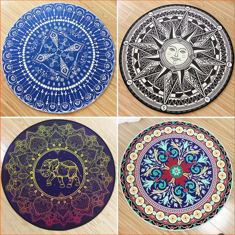 圆形卧室客厅地毯欧式蓝色青花瓷图案转椅吊椅环保防滑地垫可水洗,居家布艺,地毯,淘宝优惠券,粉丝福利购,淘宝优惠卷