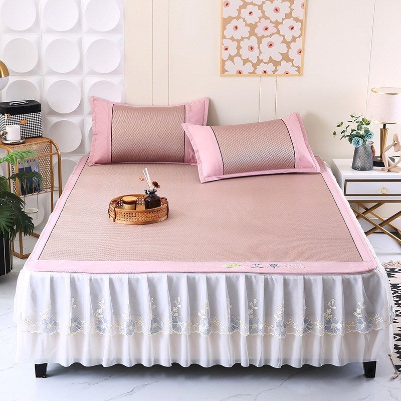 艾草藤席三件套床裙冰丝凉席双面可拆卸空调软席家用草席床罩席子,床上用品,藤席,淘宝优惠券,粉丝福利购,淘宝优惠卷