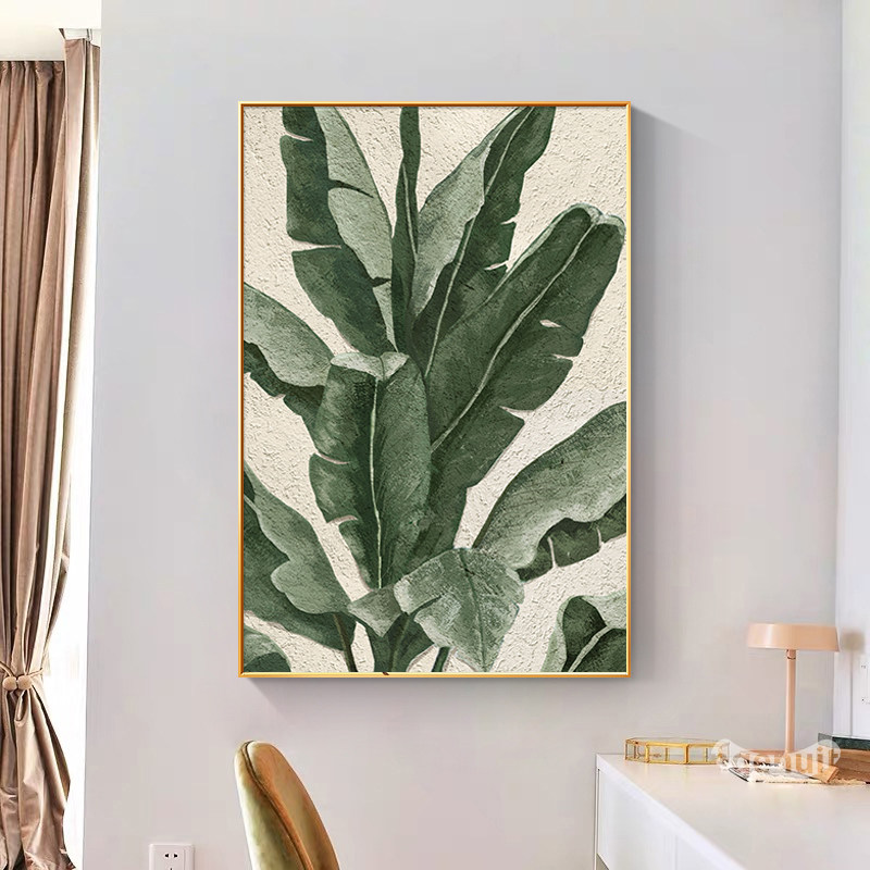 东南亚玄关挂画绿植走廊过道装饰画大叶有成客厅寓意好餐厅墙壁画