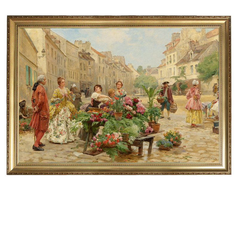 欧式风格街景风景画高清喷喷绘画定制油画油画布有框画客厅床头画