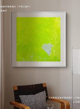 纯手绘油画抽象装饰画墙壁当代艺术小狗绿色植物客厅玄关挂画肌理