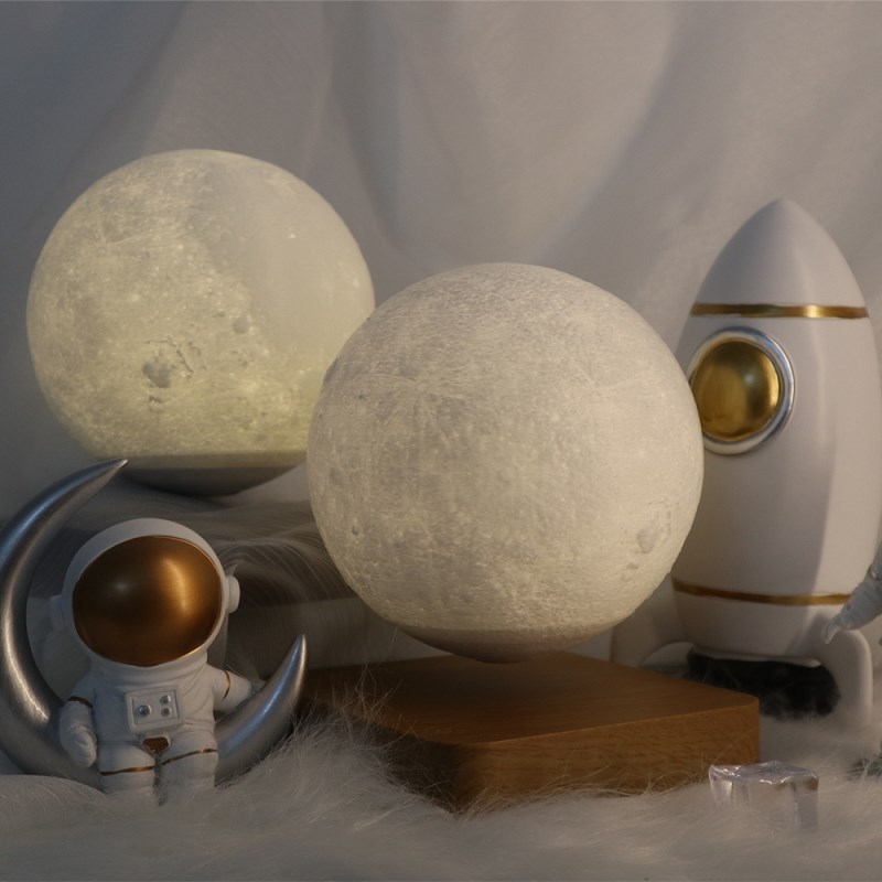 悬浮月球3土星磁悬浮星球月亮行星灯礼打印D物卧室摆件氛围灯台灯