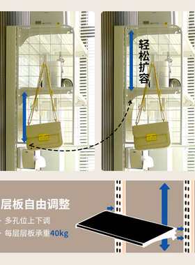 铭添1.6米五金洞洞板改造少女书柜书架落地展示学习收纳一体置物