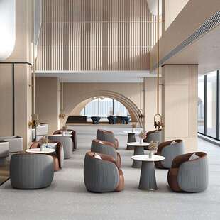 售楼处售楼部一桌4椅休息区酒店小圆桌洽谈桌接待洽谈桌椅组合