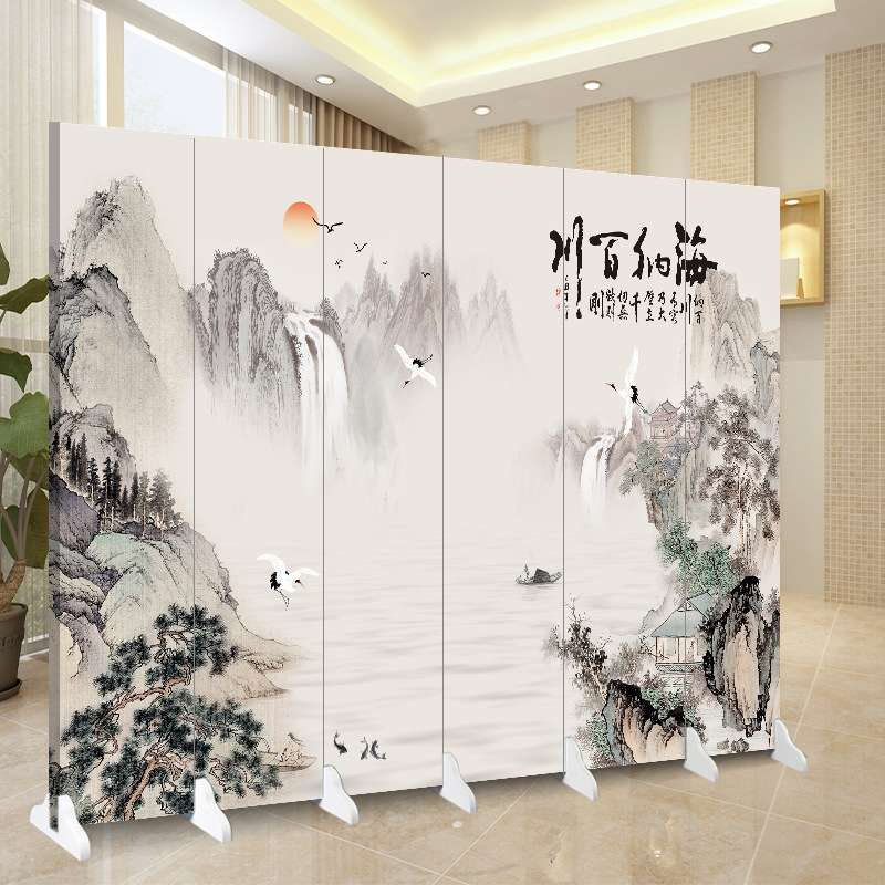 2026新款屏风客厅隔断帘折叠移动家用入户门装饰玄关办公室山水木