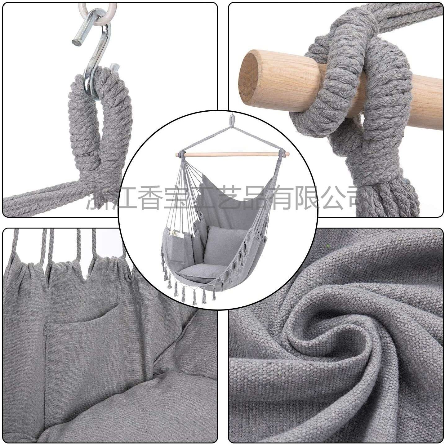 欧美跨境 户外阳台棉布流苏吊椅秋千 厂家 外贸