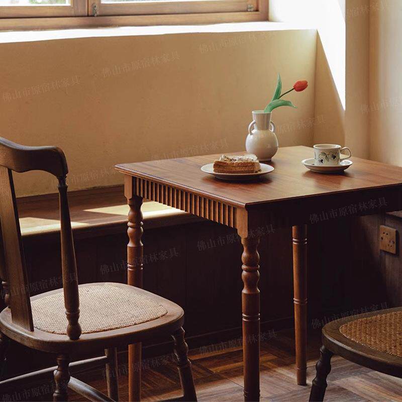 胡桃木餐桌中古vintage家具复古方桌餐厅桌子咖啡桌甜品