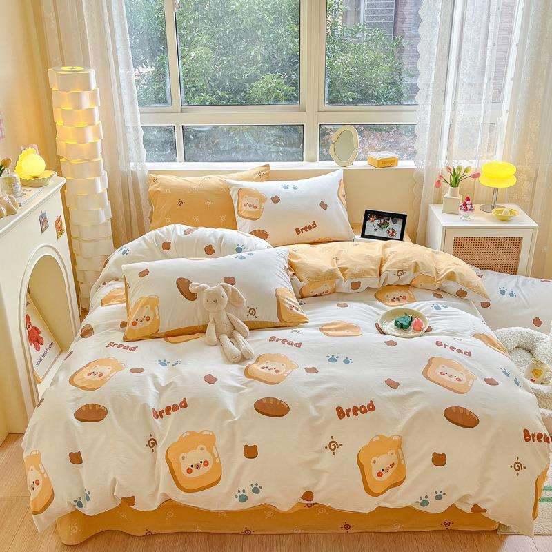 春夏新品|纯棉小清新绿色ing三四件套学生宿舍全棉床单床笠套件