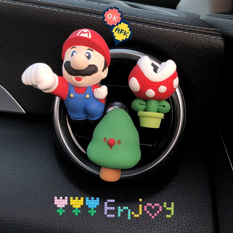 玛利欧车载香薰空调出风口装饰可爱卡通扩香石车用汽车香水车饰女