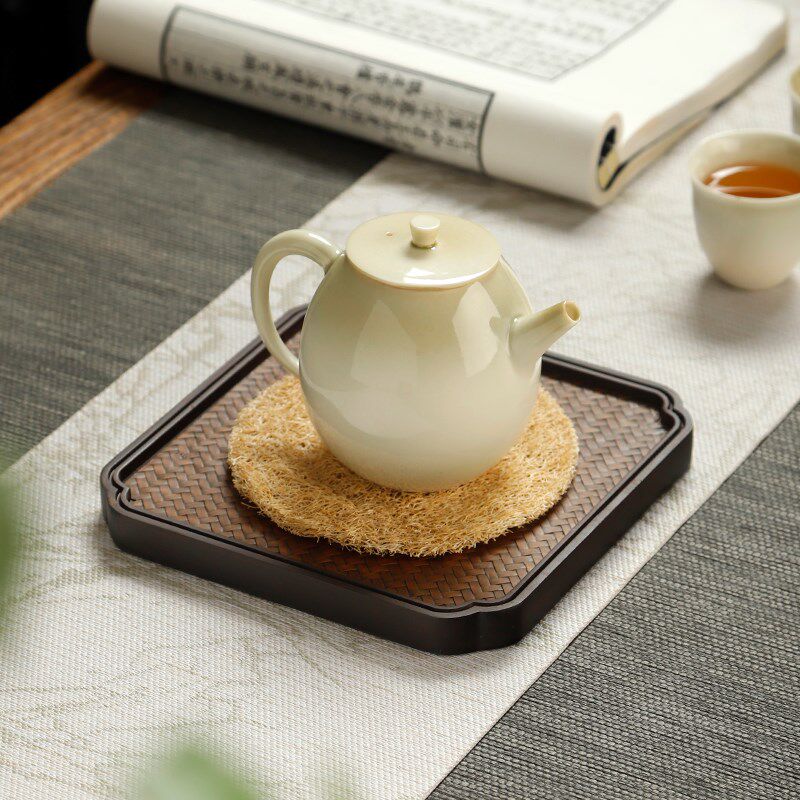 家用重竹壶承竹制干泡台茶壶底座紫砂壶托呈竹编茶托盘壶茶承垫子