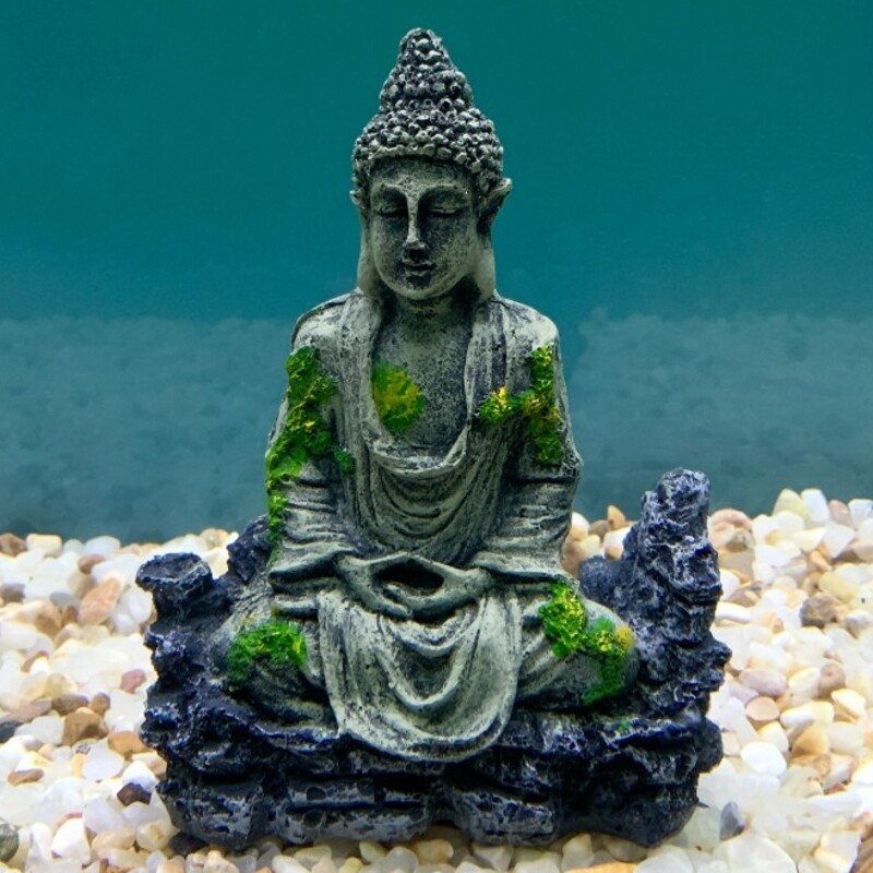 仿真鱼缸造景禅境仿古佛灯塔石像佛头如来坐佛树脂装饰假山石像