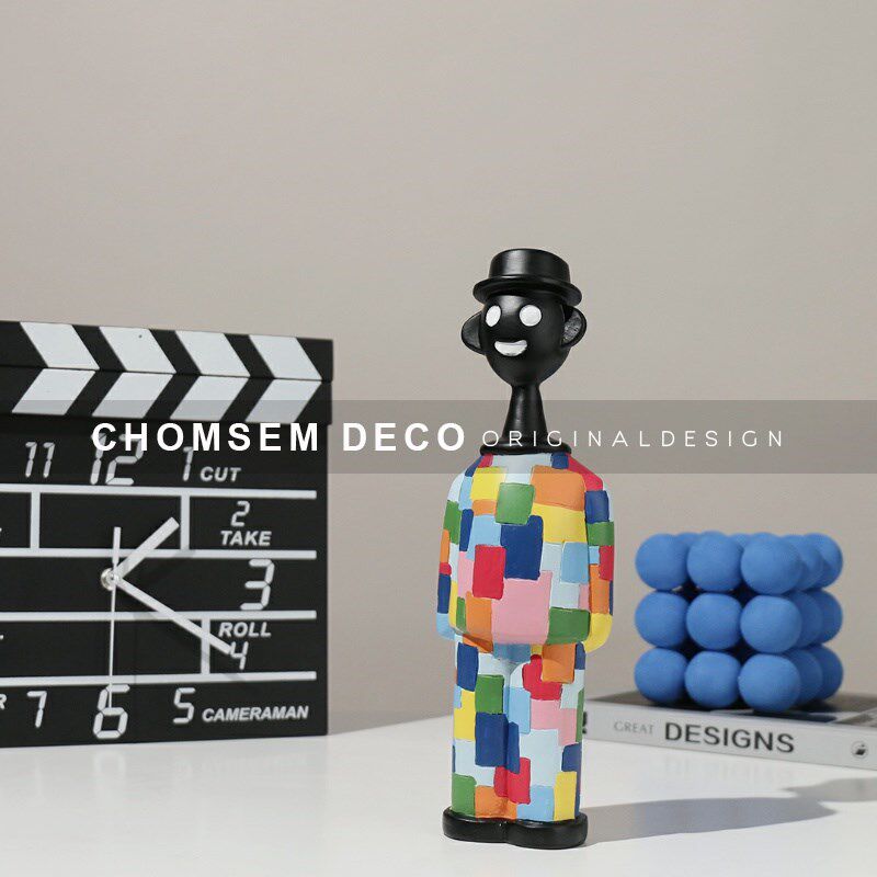 从上现代简约卡通马赛克黑人摆件创意桌面家居软装饰品像素人摆设