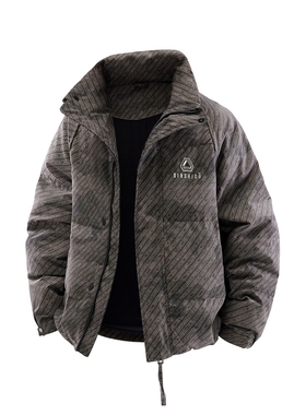 立领迷彩羽绒服男冬季新款休闲面包服保暖外套