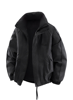 潮牌立领羽绒服男黑色宽松保暖短款外套冬季新款