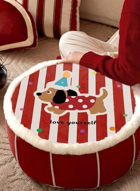 中式复古小狗坐墩蒲团红色客厅地上看书坐垫榻榻米阳台懒人沙发垫