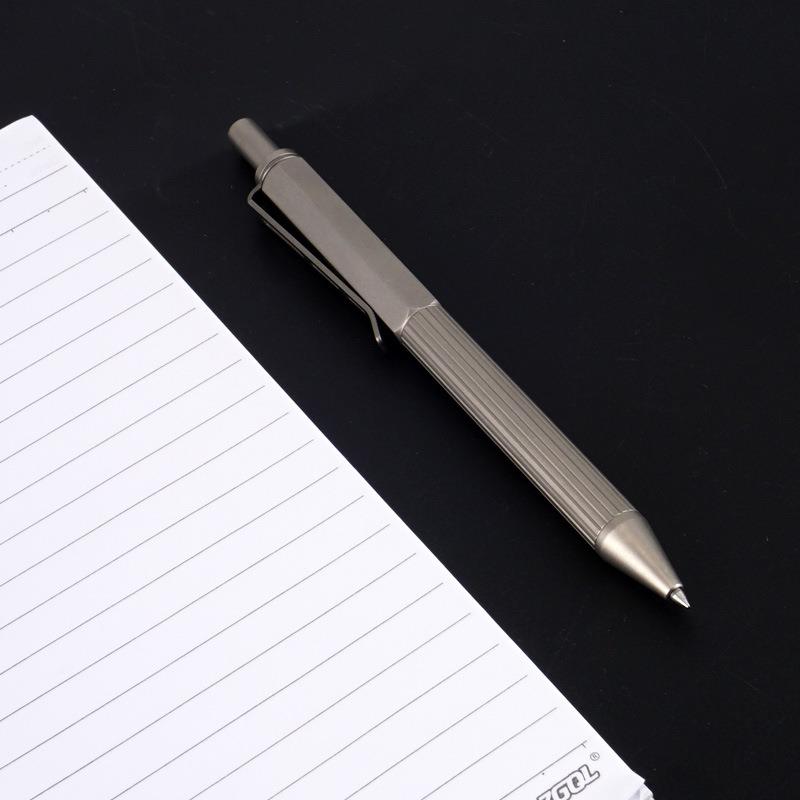 现货高档钛合金写字笔按动式中性圆珠商务办公便携随身金属签字笔