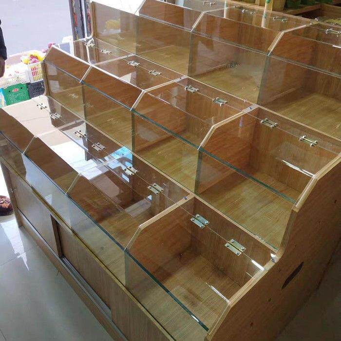 杂粮桶商用干货展示盒格子架新款展示柜钢化玻璃透明五谷干果散装
