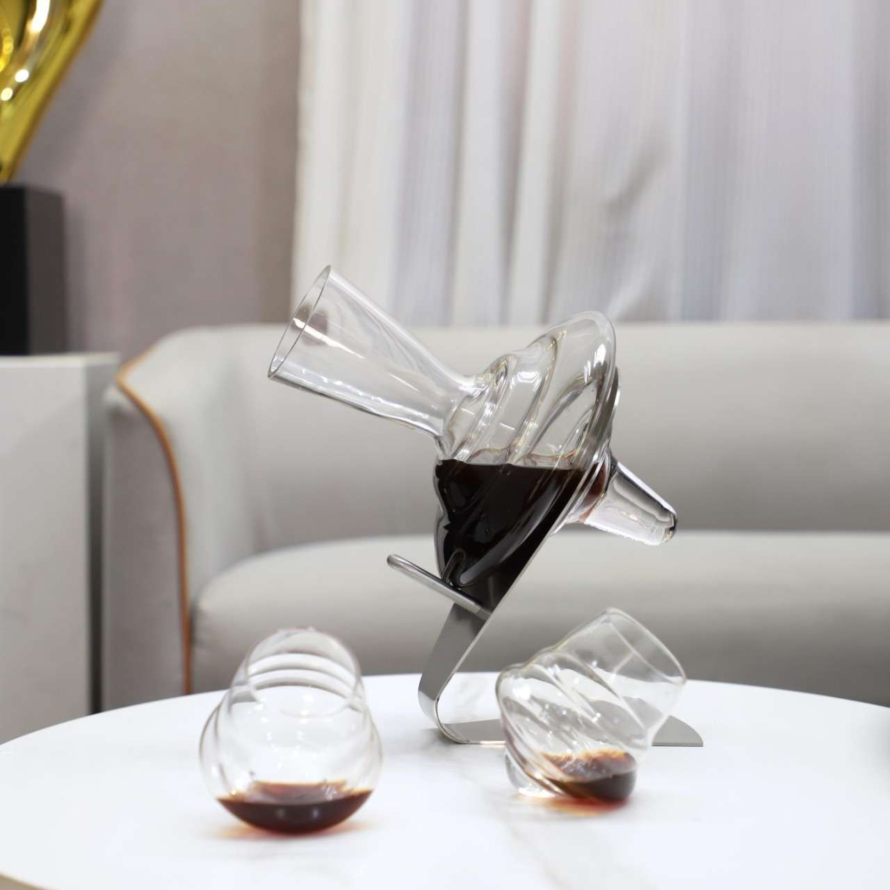 轻奢风创意透明玻璃酒杯醒酒器摆件酒店餐厅吧台样板房家居装饰品