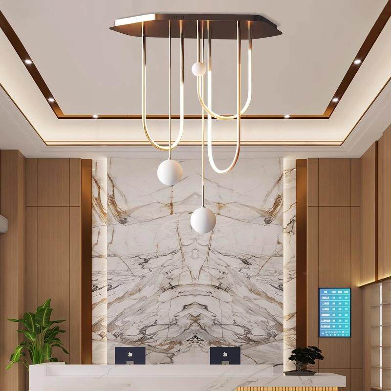 意大利设计师挑空U形吊灯客厅餐厅复式loft楼梯灯展厅艺术吸顶灯