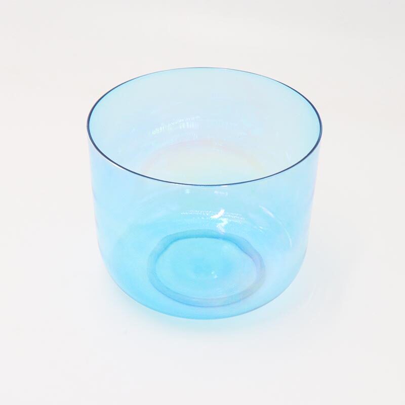 蓝色透明石英水晶唱歌碗用于声音冥想唱歌碗水晶钵音乐碗调音