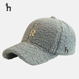 毛绒R字母鸭舌帽女韩版 哈吉斯尼森冬季 加厚保 官网正品