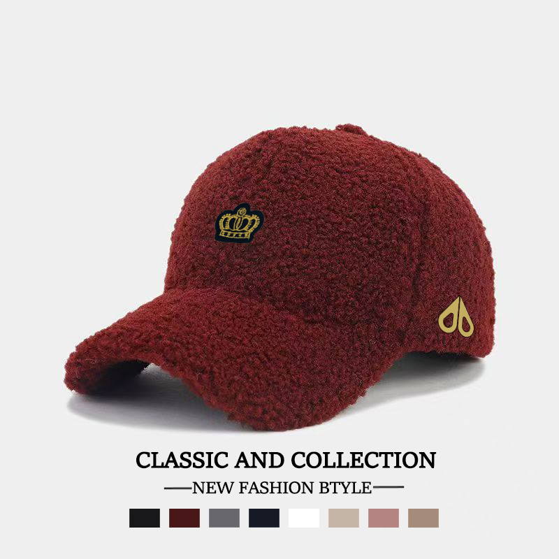 MOOSE韩版时尚休闲百搭简约羊羔绒男女同款棒球帽显脸小